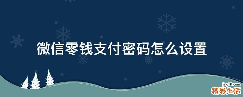微信零钱支付密码怎么设置