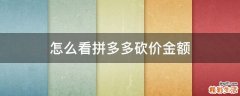 怎么看拼多多砍价金额