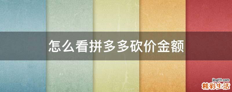 怎么看拼多多砍价金额