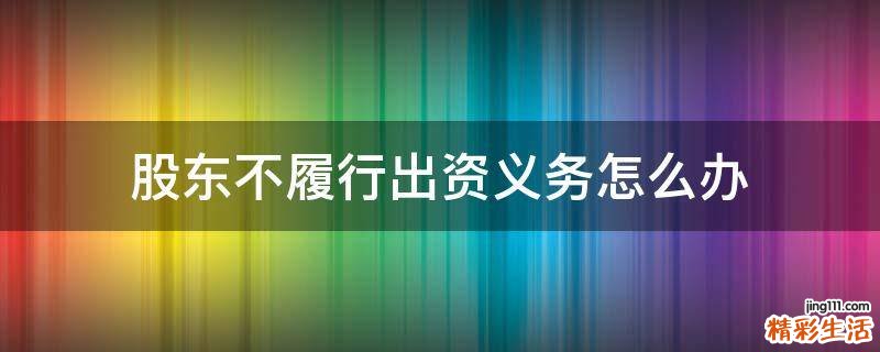 股东不履行出资义务怎么办