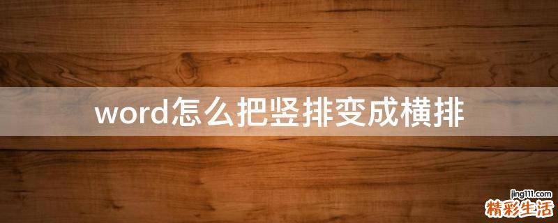 word怎么把竖排变成横排