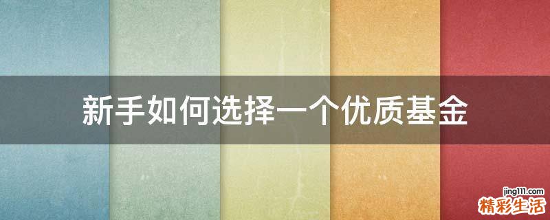新手如何选择一个优质基金