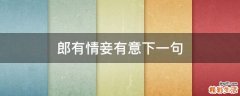 郎有情妾有意下一句