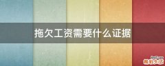 拖欠工资需要什么证据