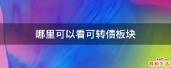 哪里可以看可转债板块