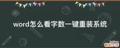 word怎么看字数一键重装系统