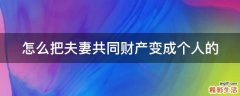 怎么把夫妻共同财产变成个人的