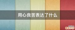 用心良苦表达了什么