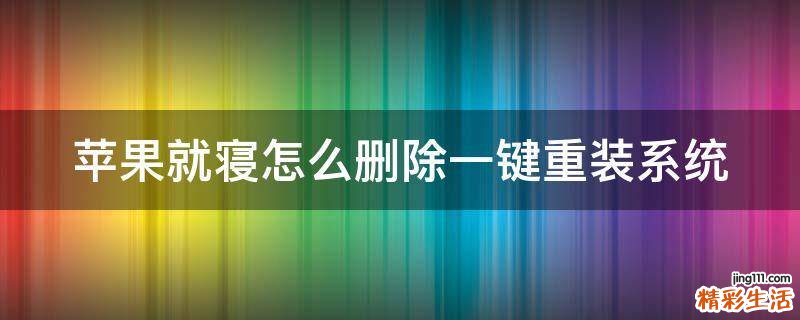 苹果就寝怎么删除一键重装系统