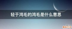 轻于鸿毛的鸿毛是什么意思