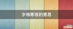 岁梢寒夜的意思