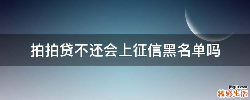 拍拍贷不还会上征信黑名单吗