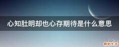 心知肚明却也心存期待是什么意思