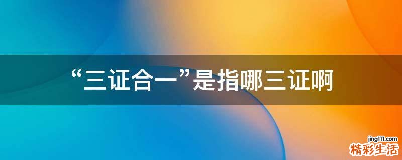 “三证合一”是指哪三证啊