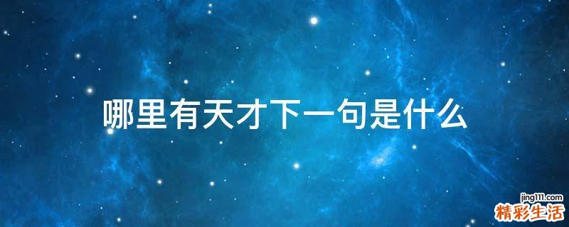 哪里有天才下一句是什么