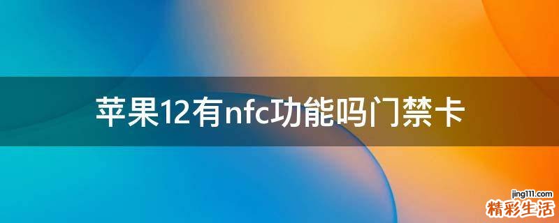 苹果12有nfc功能吗门禁卡