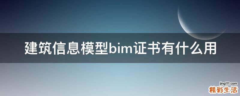建筑信息模型bim证书有什么用