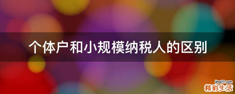个体户和小规模纳税人的区别