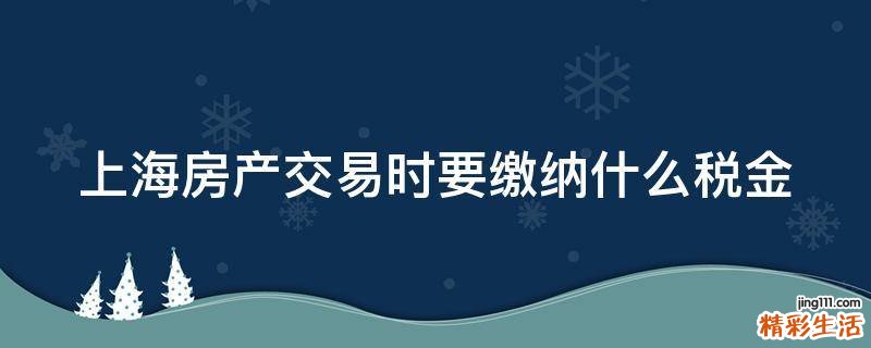 上海房产交易时要缴纳什么税金