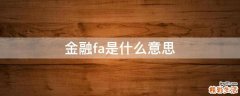 金融fa是什么意思