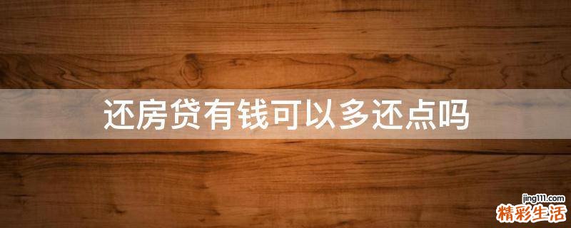 还房贷有钱可以多还点吗