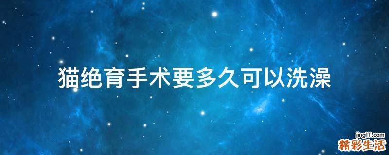 猫绝育手术要多久可以洗澡