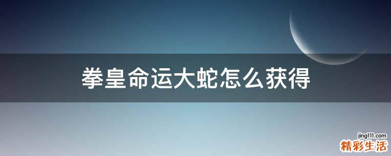 拳皇命运大蛇怎么获得