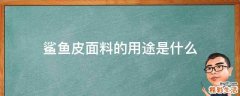 鲨鱼皮面料的用途是什么