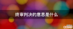 终审判决的意思是什么