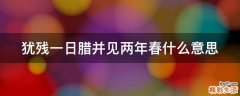 犹残一日腊并见两年春什么意思