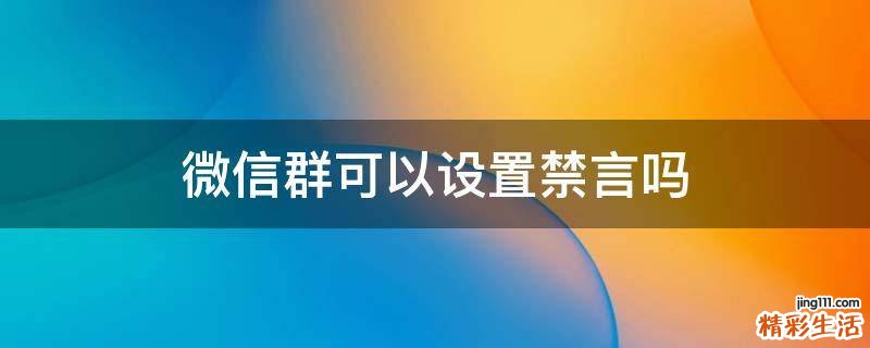 微信群可以设置禁言吗
