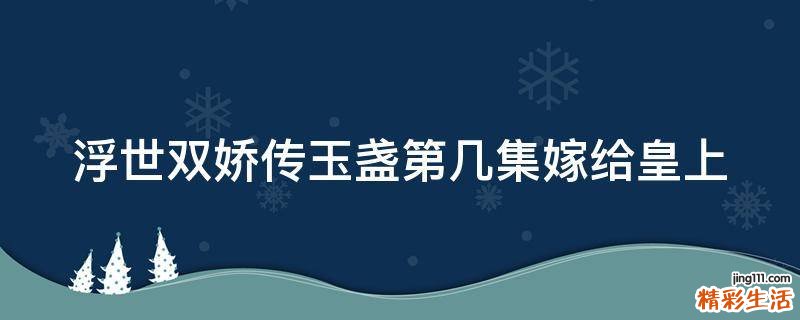 浮世双娇传玉盏第几集嫁给皇上