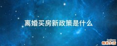 离婚买房新政策是什么