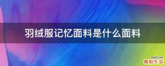 羽绒服记忆面料是什么面料