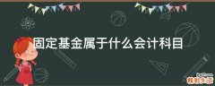 固定基金属于什么会计科目
