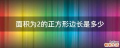 面积为2的正方形边长是多少