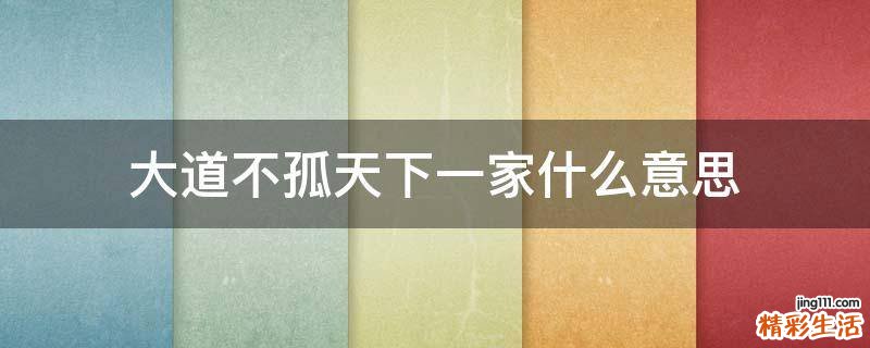 大道不孤天下一家什么意思