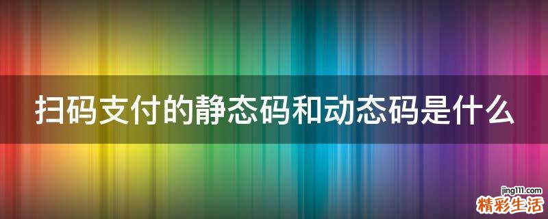 扫码支付的静态码和动态码是什么