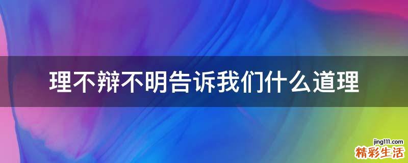理不辩不明告诉我们什么道理