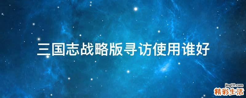 三国志战略版寻访使用谁好