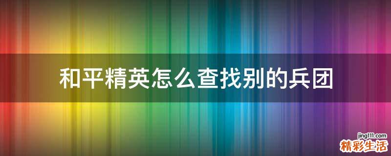 和平精英怎么查找别的兵团