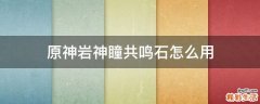 原神岩神瞳共鸣石怎么用