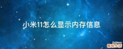小米11怎么显示内存信息
