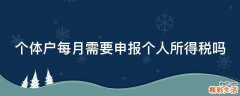 个体户每月需要申报个人所得税吗