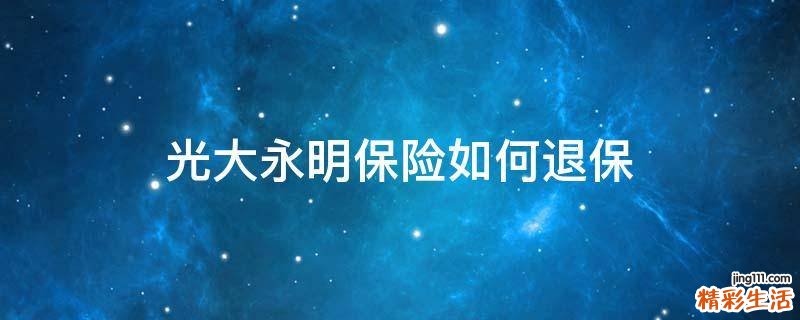 光大永明保险如何退保