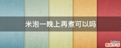 米泡一晚上再煮可以吗