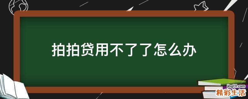 拍拍贷用不了了怎么办