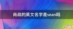 肖战的英文名字是sean吗