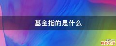 基金指的是什么