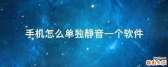 手机怎么单独静音一个软件